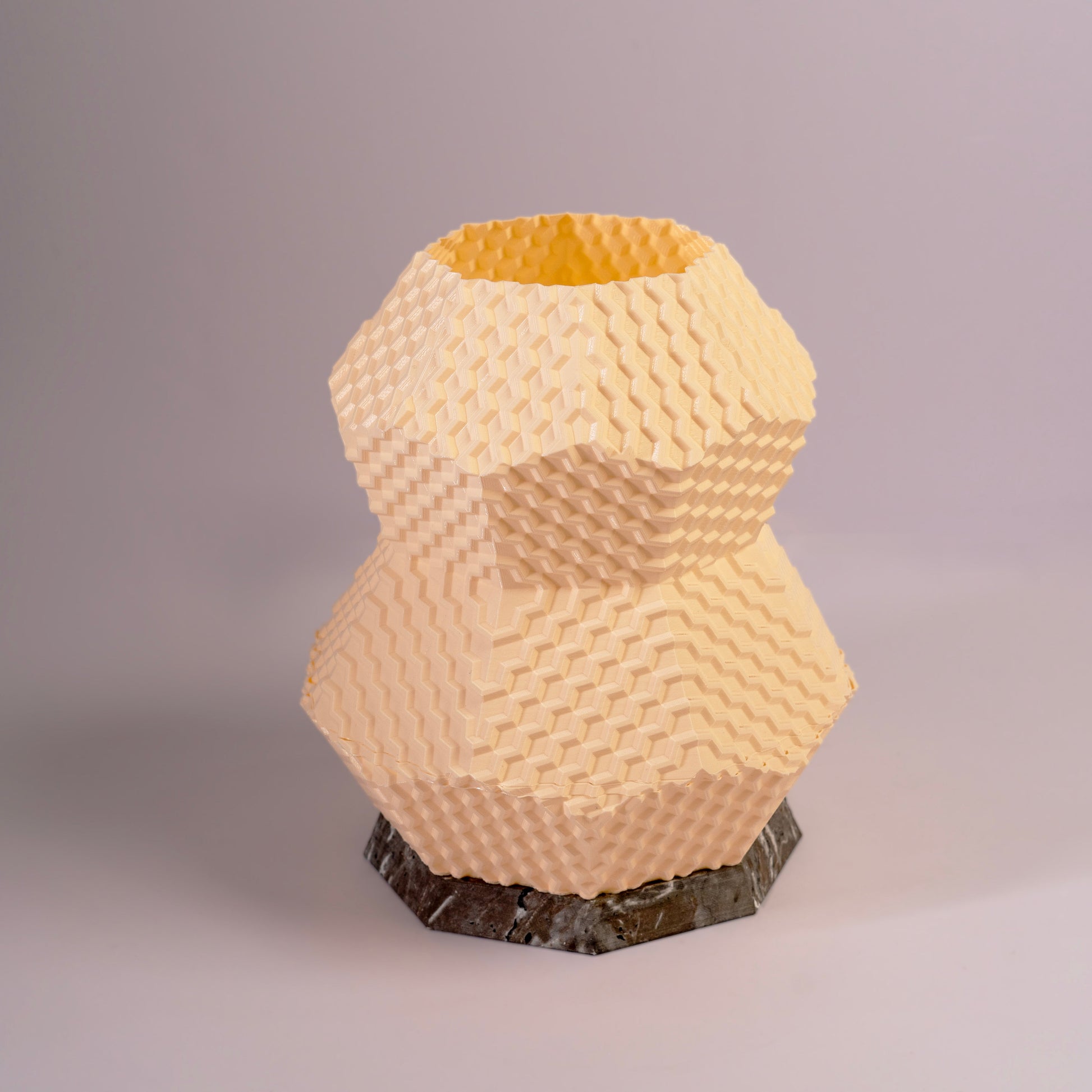 Sozori modern geometric table lamp in pastel colors with unique hexagonal design