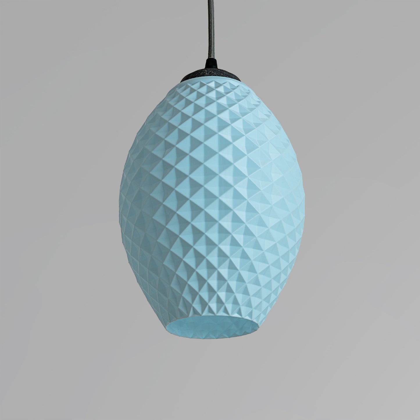 Sozori modern pastel hanging lamp in light blue with a unique geometric design