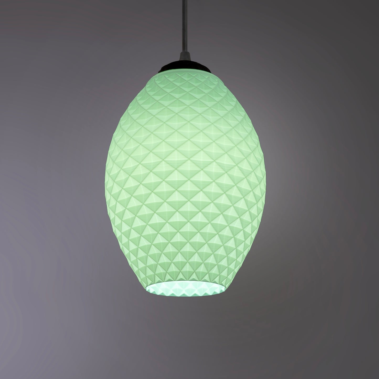 Sozori modern pastel hanging lamp in green with a textured diamond design for contemporary decor