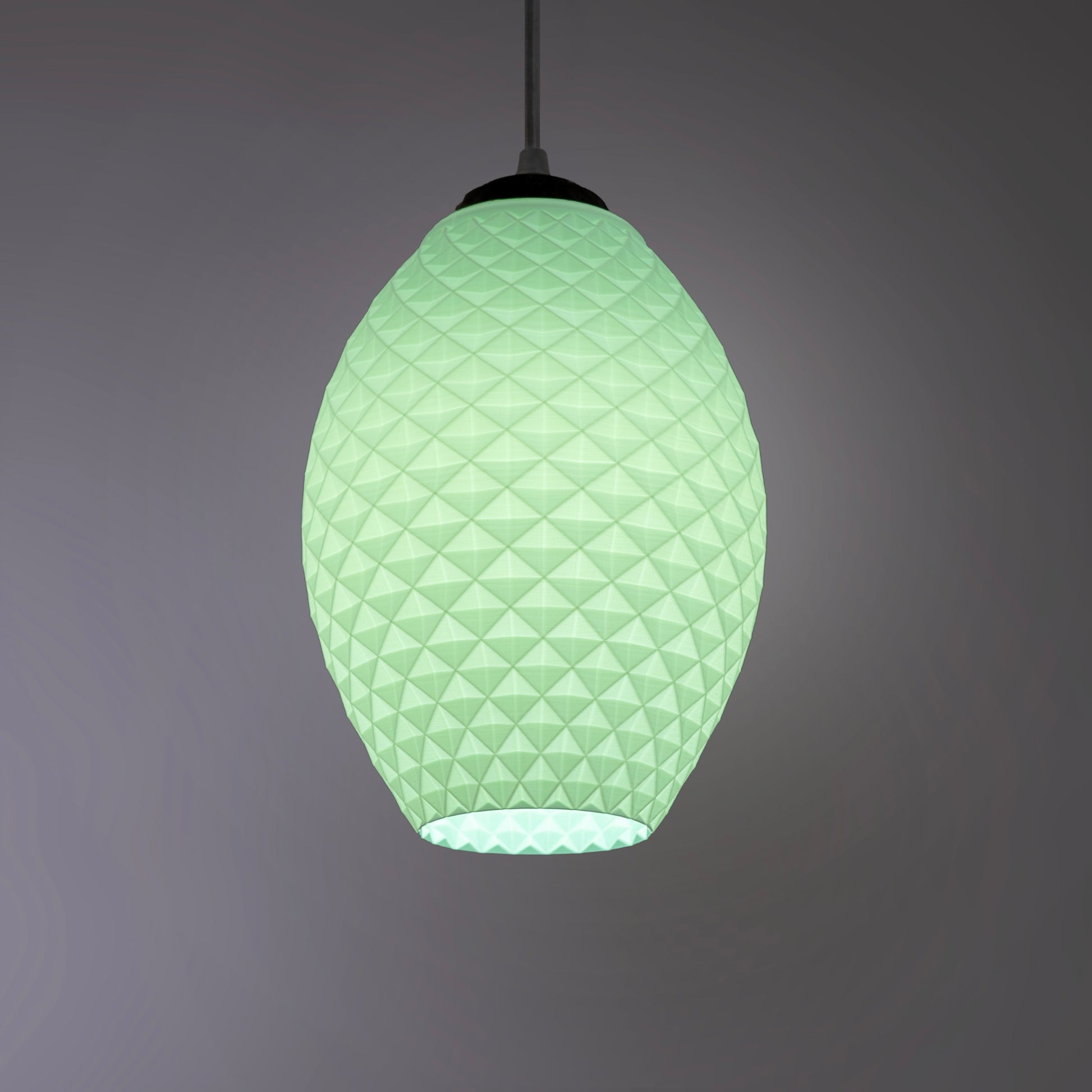 Sozori modern pastel hanging lamp in green with a textured diamond design for contemporary decor