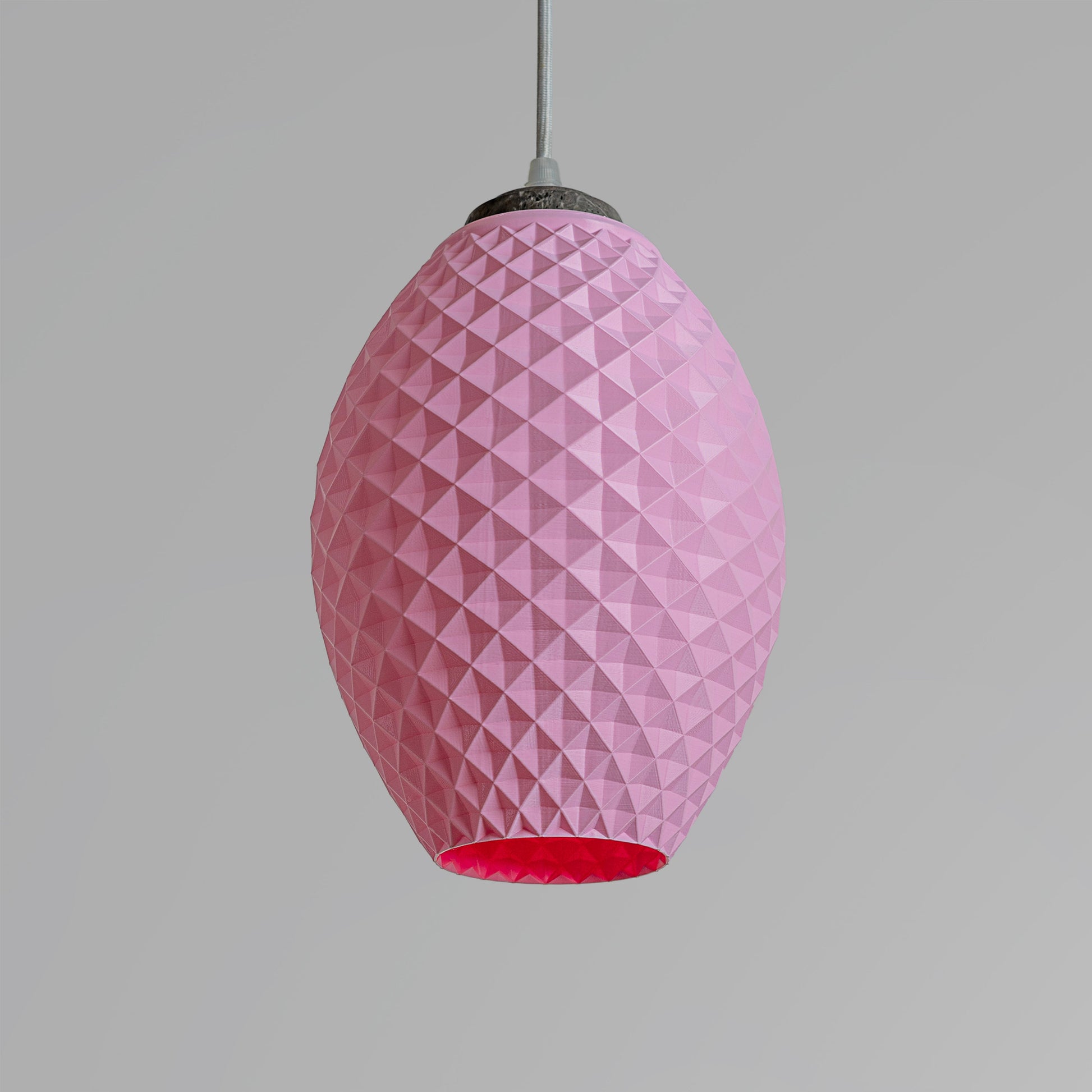 Sozori modern pastel hanging lamp in pink with a textured geometric design for contemporary decor