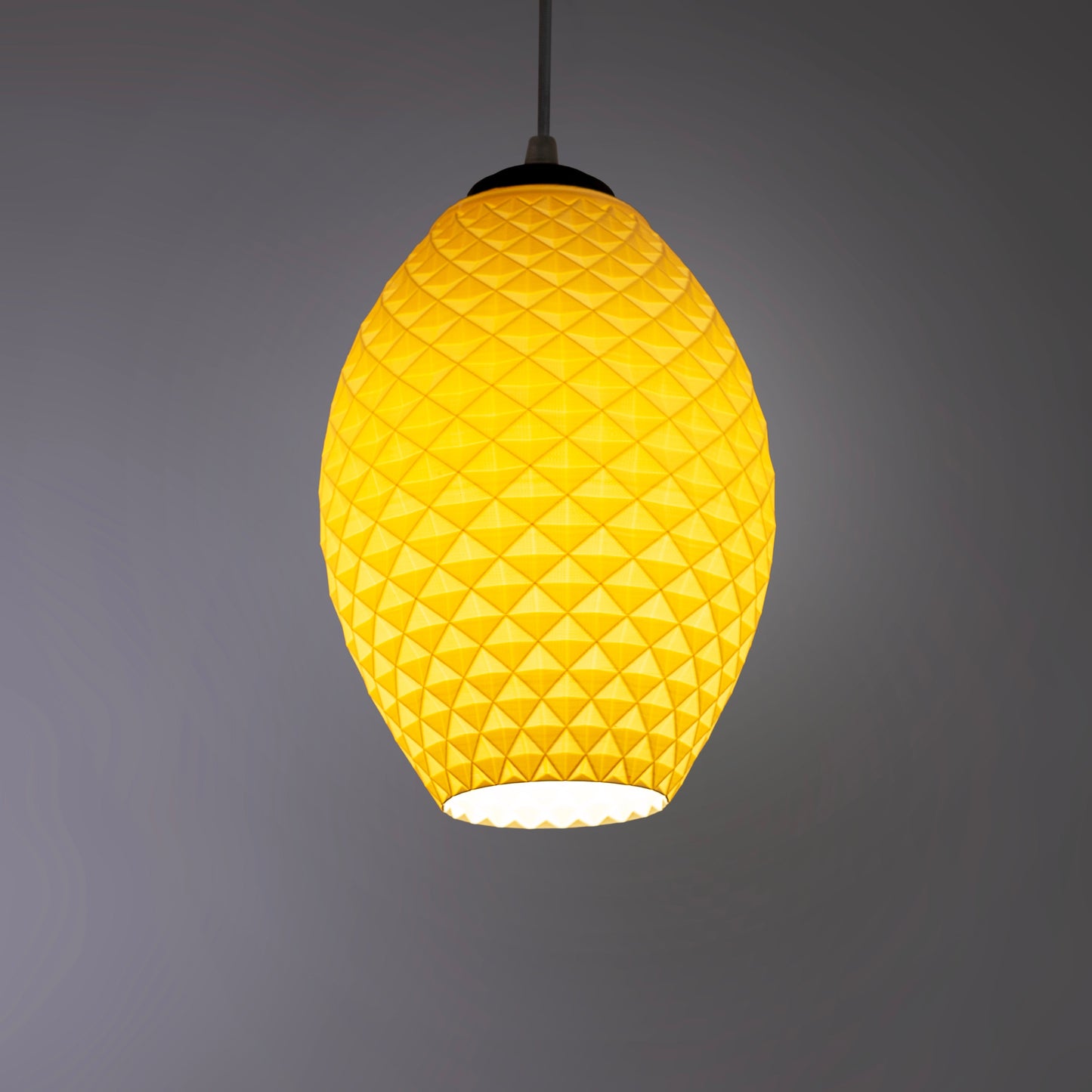 Sozori modern pastel hanging lamp in yellow with a textured diamond design, perfect for contemporary decor
