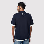 Modern short sleeve polo shirt for men in navy with a stylish design and contrasting white details