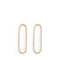 Stylera gold oval hoops for women slim elongated lightweight gold hoop earrings on white background