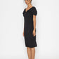 Stylera moonlit tide cocktail dress in black with short sleeves and knee-length hem