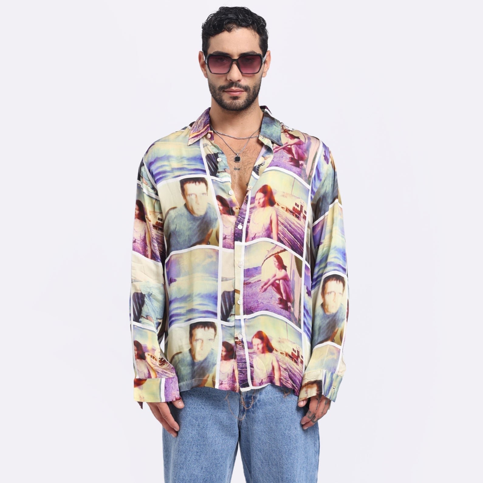 Stylera multi colored casual shirt featuring a vibrant photo print design and relaxed fit