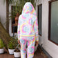 Stylera multicolor neon jacket and joggers set with a vibrant tie-dye pattern for a stylish look