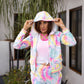Stylera multicolor neon jacket and joggers set featuring a vibrant tie-dye design and a stylish hood