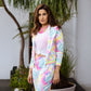 Stylera multicolor neon jacket and joggers set designed for stylish comfort and casual wear