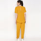 Mustard two piece set for women featuring a stylish top and comfortable pants