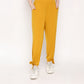 Mustard two piece set for women featuring stylish pants with adjustable tied ends