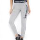 Gray Stylera narrow fit track pants with stylish branding and a comfortable waistband