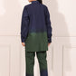 Navy green two piece matching set featuring a shirt and pants with a stylish ombre design