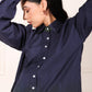 Navy green two piece matching set featuring a stylish shirt with a gradient design