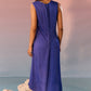 Stylera navy yin yang print dress sleeveless midi dress shown from the back