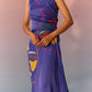 Stylera navy yin yang print dress sleeveless with abstract face design and asymmetrical hem