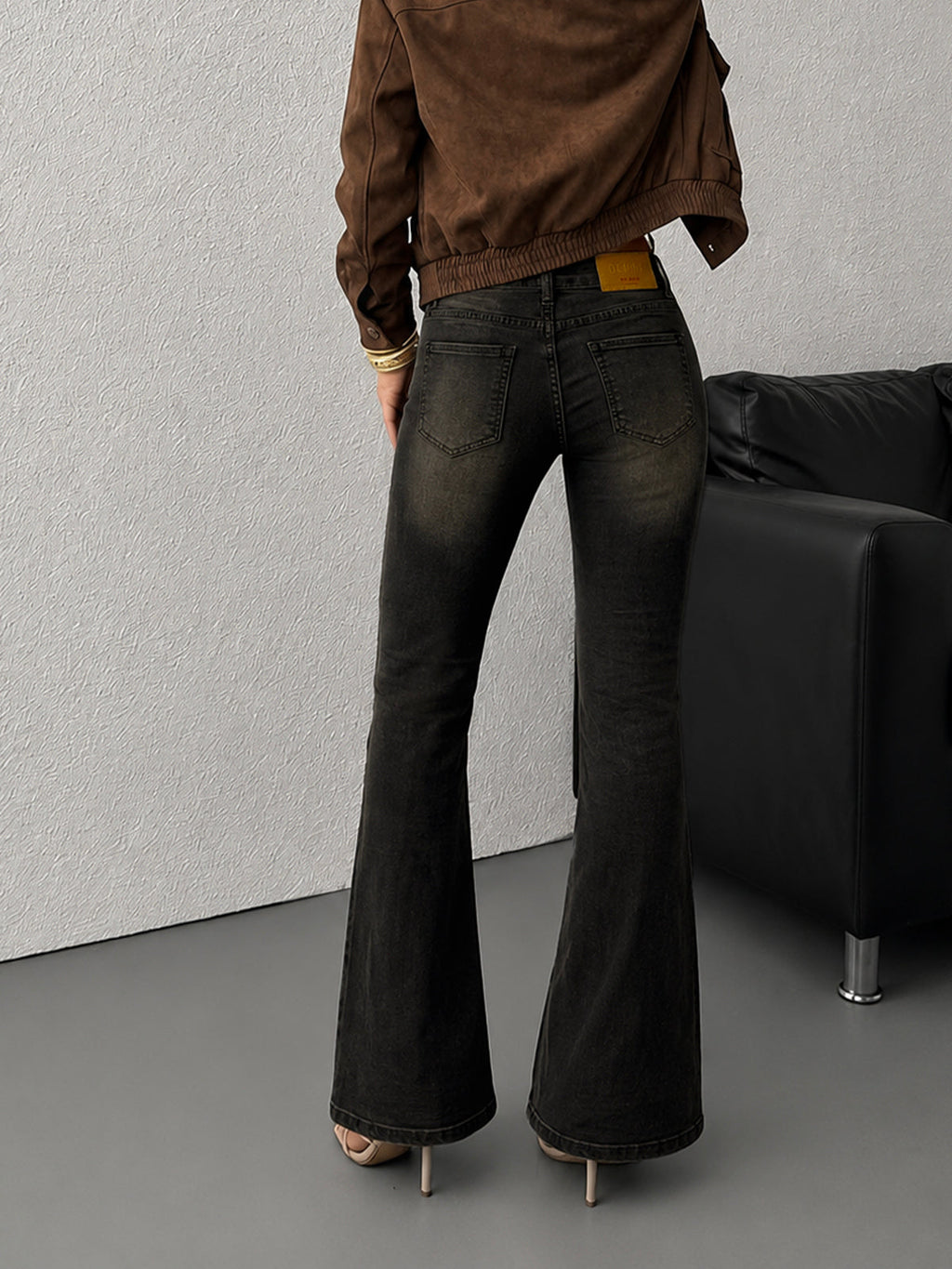 Starry Black Tinted Bootcut Jeans
