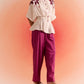 Stylera off white embroidered cord set with floral embroidery and magenta pants