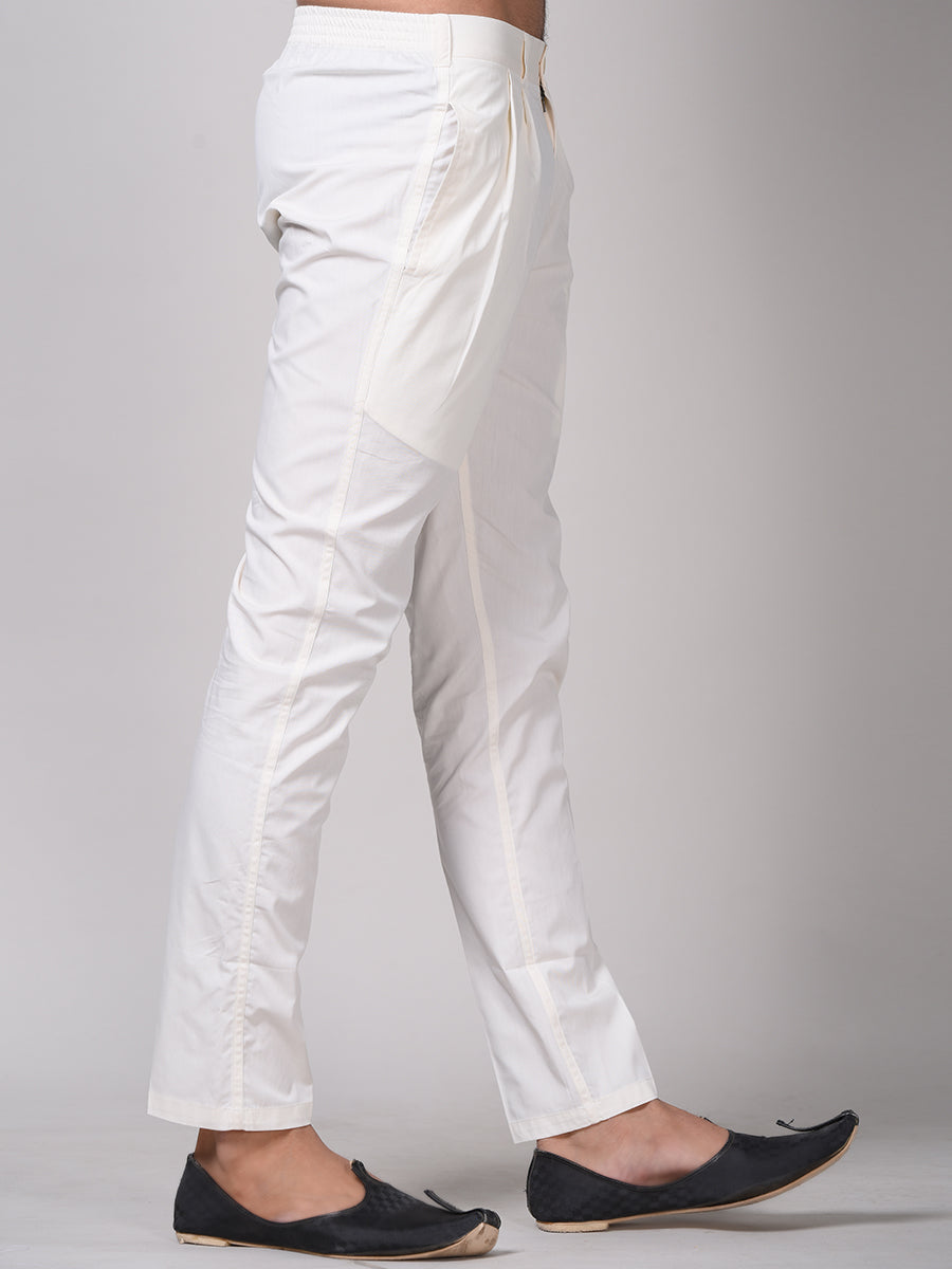 Side view of off white pyjama pants from Stylera for comfortable lounging