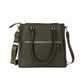 Aspire olive green tote bag with gold zippers and detachable shoulder strap for versatile carry