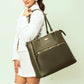Stylish olive green tote bag by Stylera featuring a spacious design and front zipper pocket