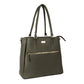 Stylish olive green tote bag with multiple pockets and sturdy handles for everyday use