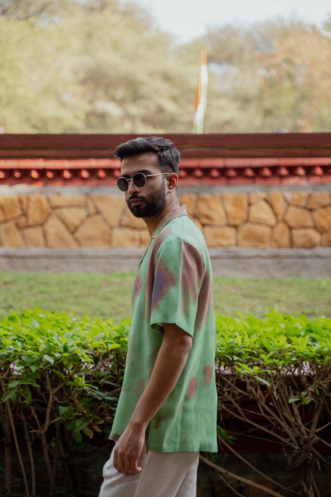 Ombre oversized shirt for men in green with stylish patterns, perfect for casual outings