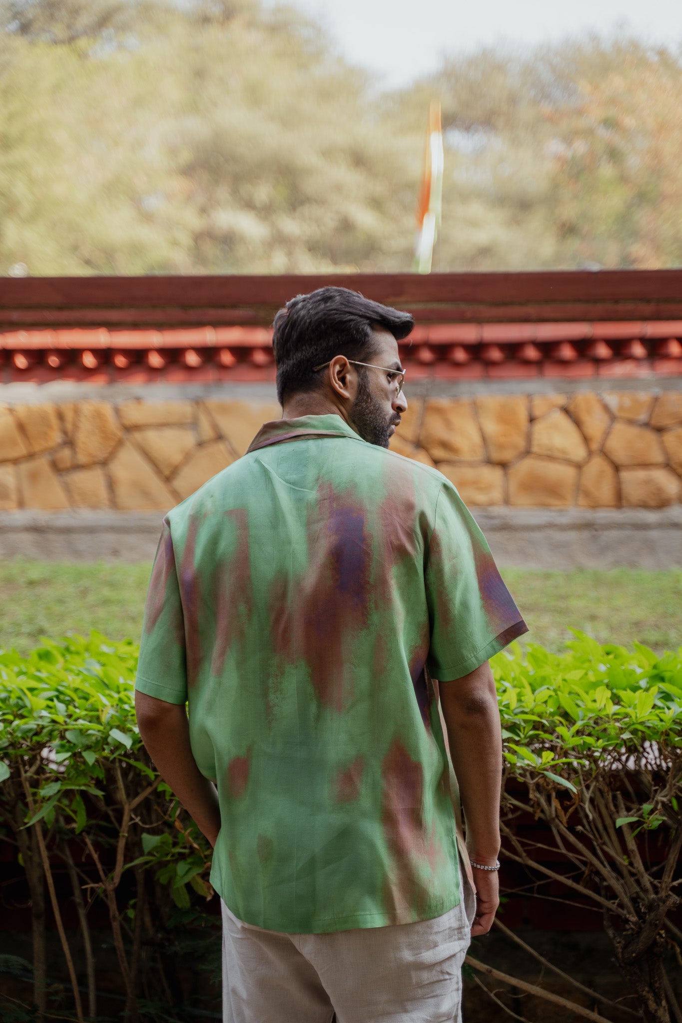 Ombre oversized shirt for men in green with a stylish design, perfect for casual outings