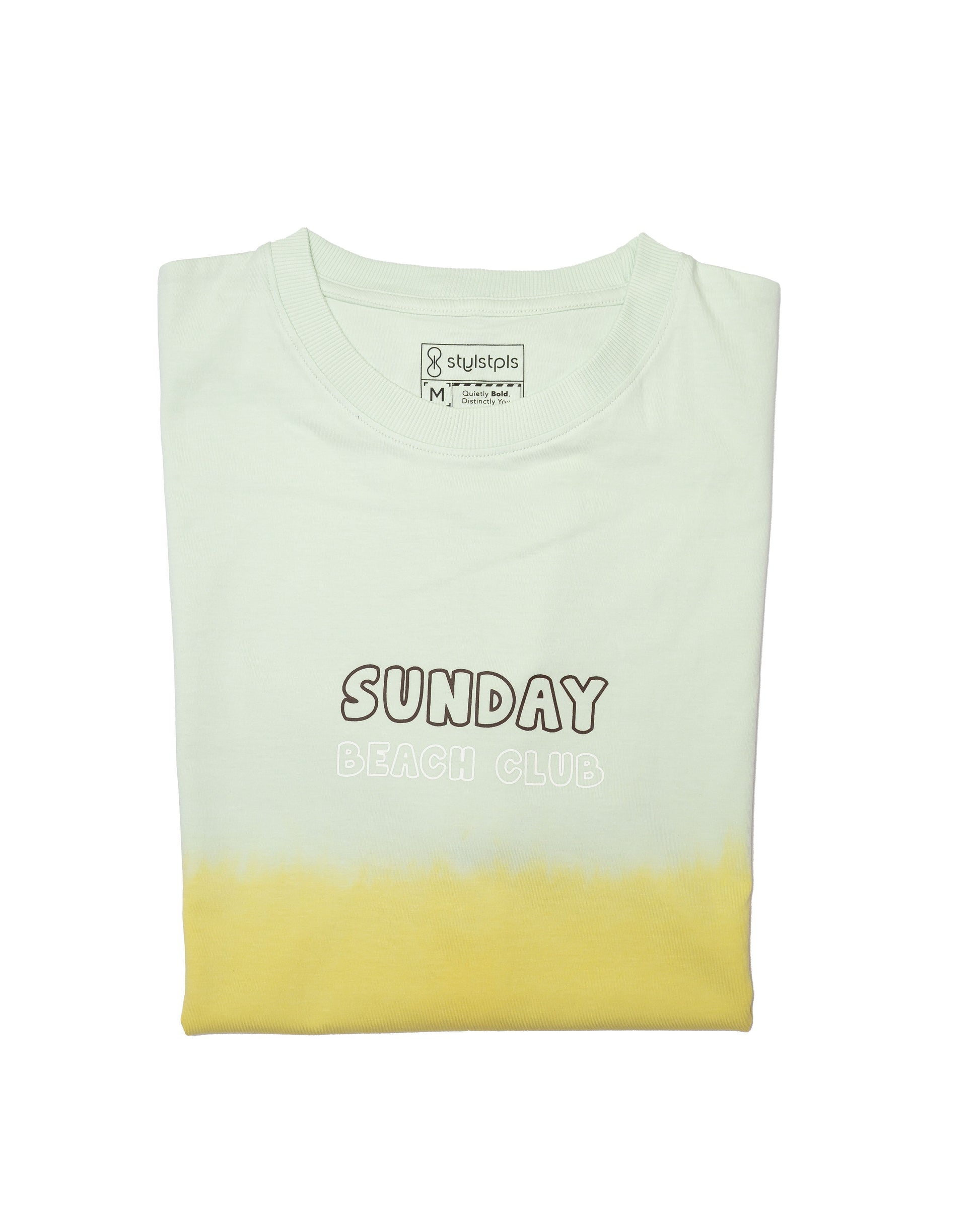 Stylstpls organic cotton oversized t-shirt in light green with 'SUNDAY BEACH CLUB' print