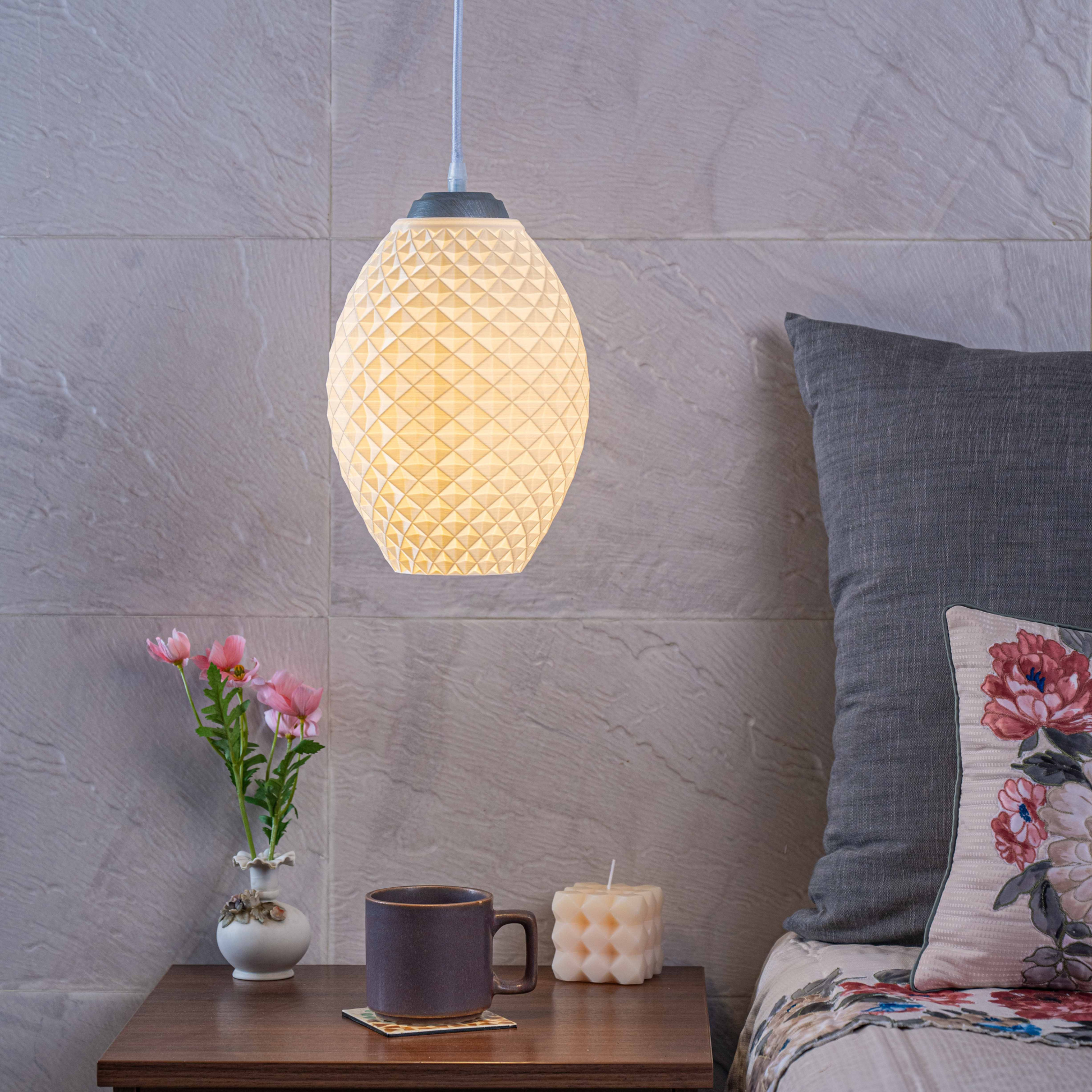 Sozori contemporary decorative lamp for living room with unique design and soft glow illuminating a cozy setting