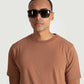 Stylera brown regular fit casual tee worn by man with black sunglasses