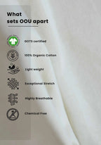 Close-up of white fabric highlighting features of oversized almond milk t-shirt by Stylera