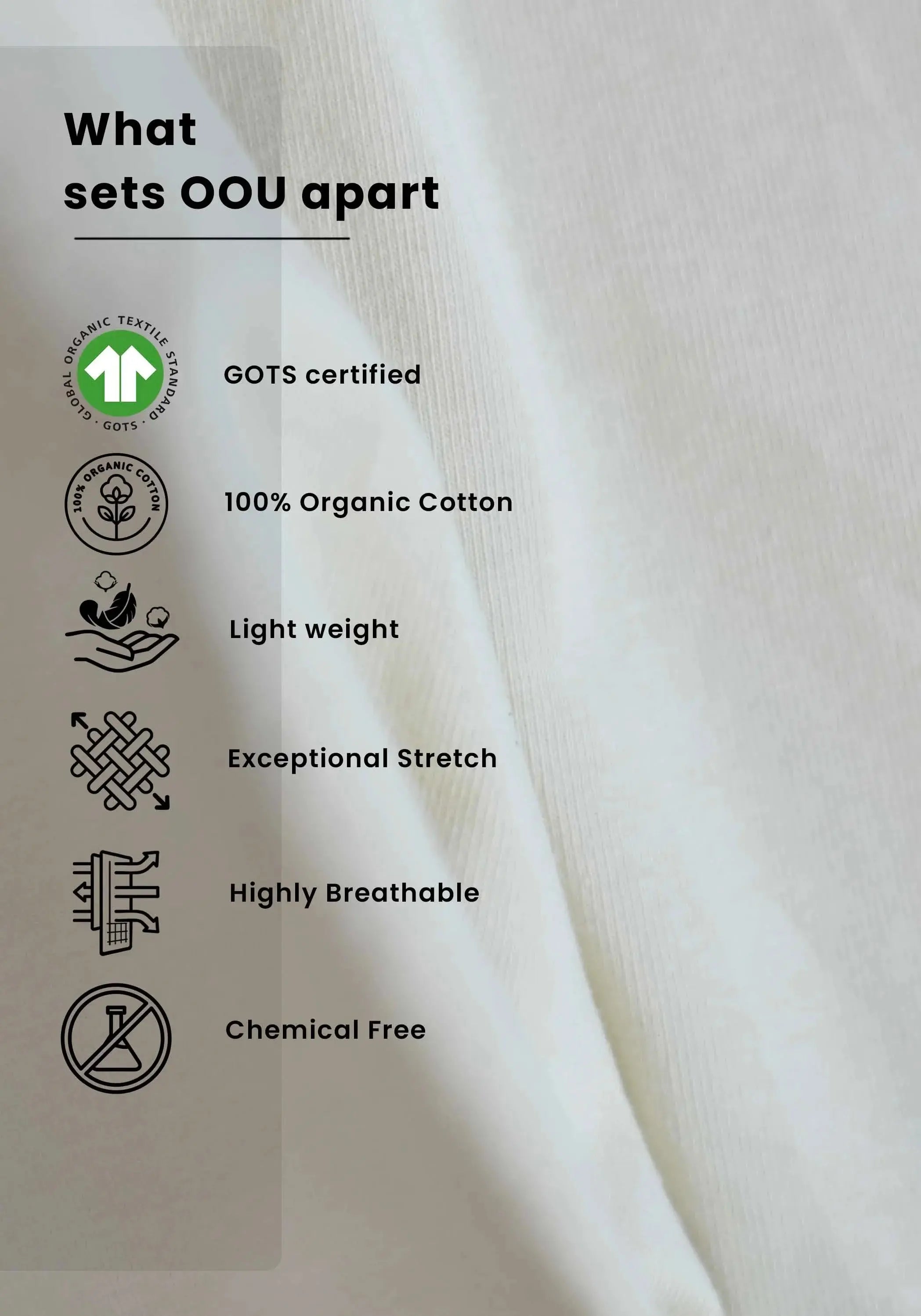 Close-up of white fabric highlighting features of oversized almond milk t-shirt by Stylera