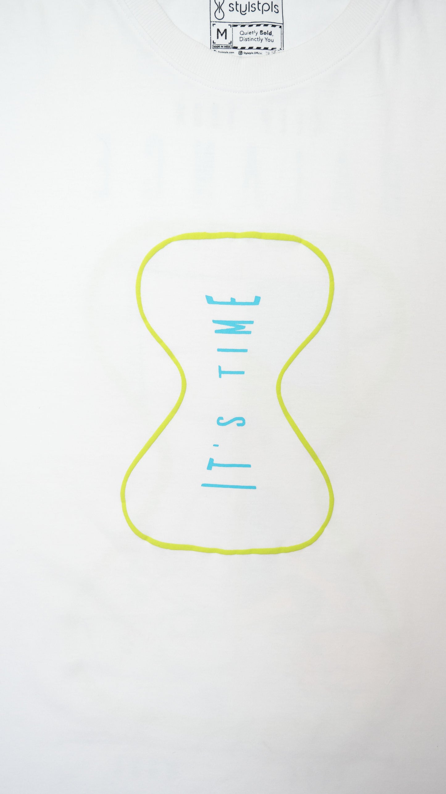 Stylstpls oversized casual tee with unique sleeves featuring bold text and vibrant design