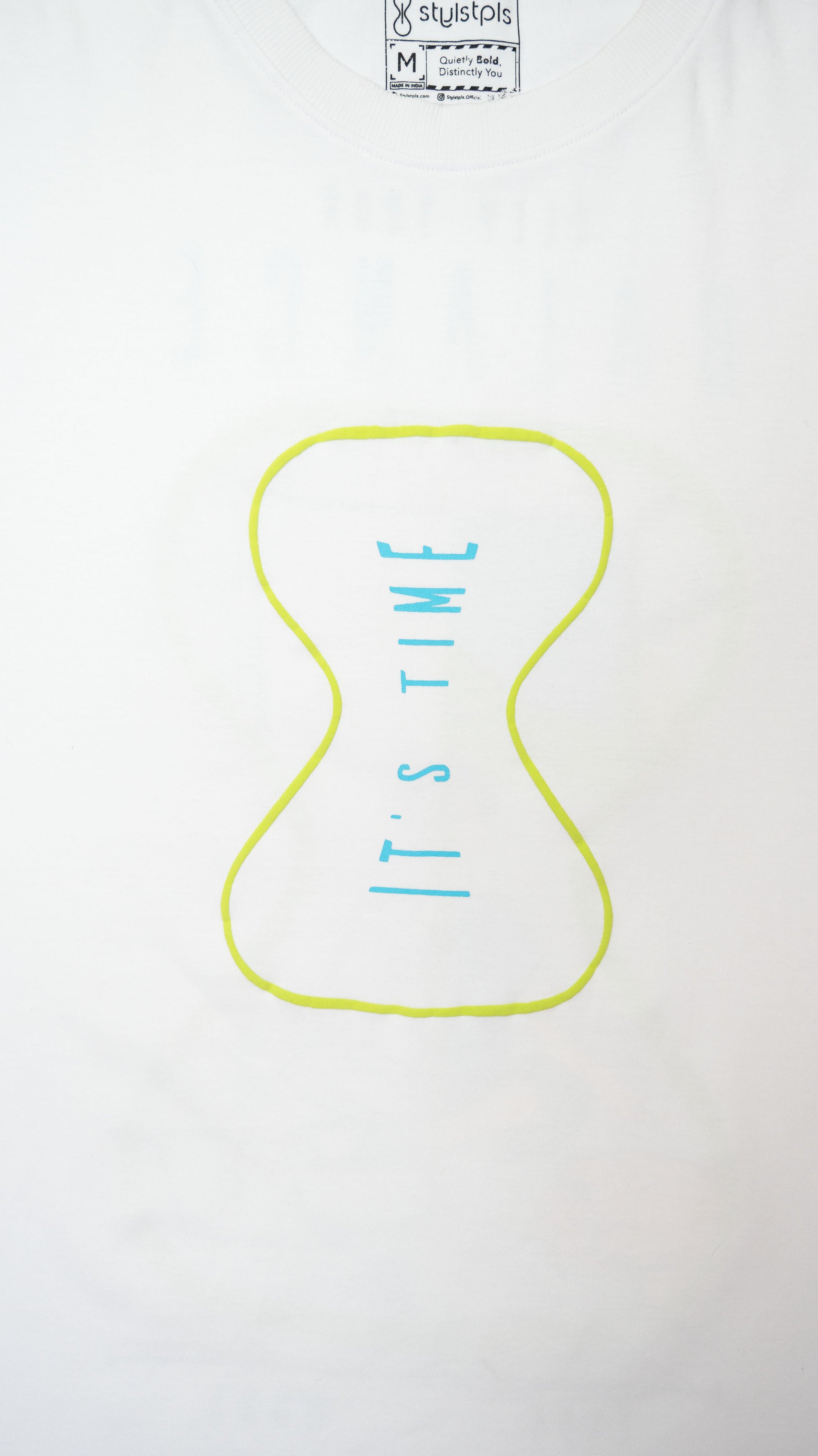 Stylstpls oversized casual tee with unique sleeves featuring bold text and vibrant design