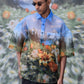 Mens oversized floral button up shirt by Stylera with vibrant nature-inspired print