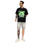 "World Is Your Oyster" Round Neck Black T-Shirt