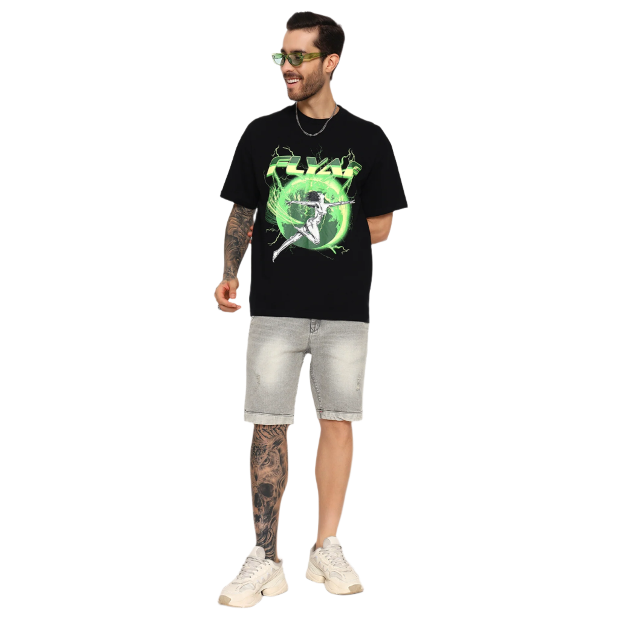 "World Is Your Oyster" Round Neck Black T-Shirt