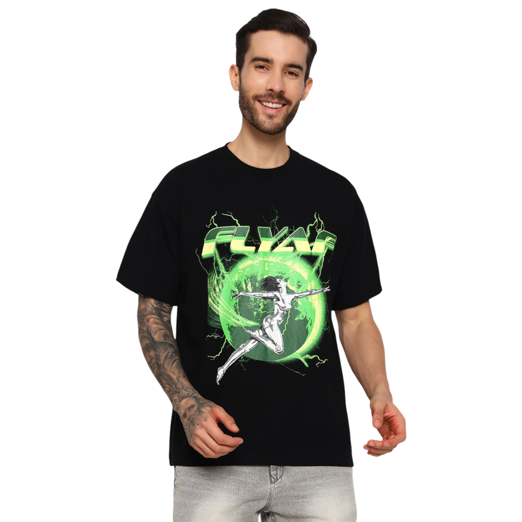 "World Is Your Oyster" Round Neck Black T-Shirt