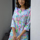 Stylera pastel floral satin pajama set with vibrant floral print and relaxed fit for stylish comfort