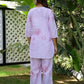 Pastel pink cotton co-ord set featuring floral designs, perfect for casual outings or relaxation