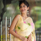 Pastel yellow floral saree for women with delicate embroidery, perfect for festive occasions