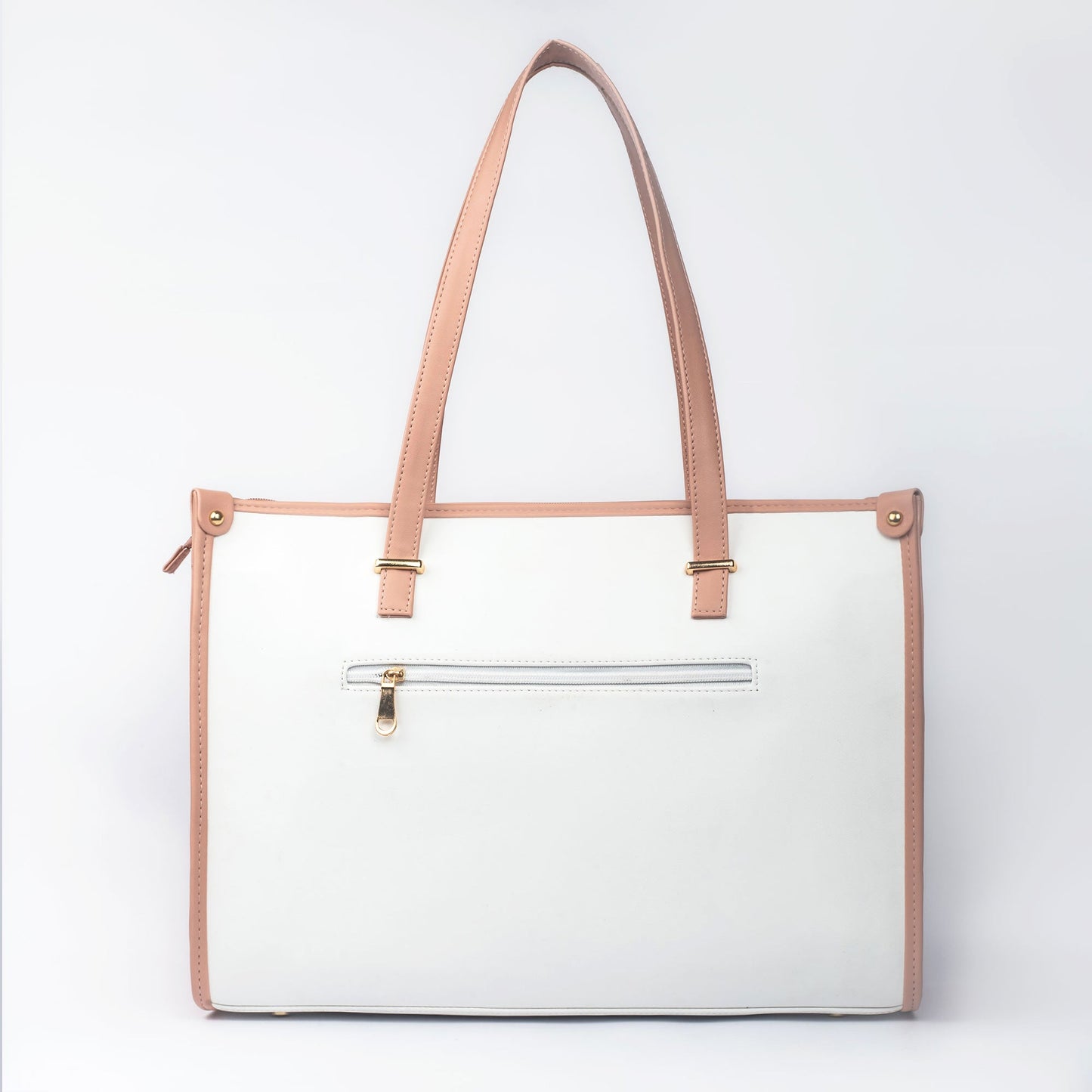 Stylish peach crane paradise tote bag with dual handles and a zippered back pocket for convenience