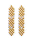 Stylera pearl gold dangler earrings long woven matte gold links with clustered white pearls vertical design