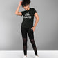 Black Pilates T Shirt for Women featuring Live Love Pilates text with stylish leggings