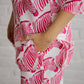 Stylish pink cotton matching set for women featuring a zebra print design and comfortable pockets
