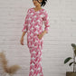 Pink cotton matching set for women with stylish design and long sleeves from Stylera