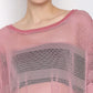 Stylish pink netted top for women with a loose fit and soft neckline for casual wear