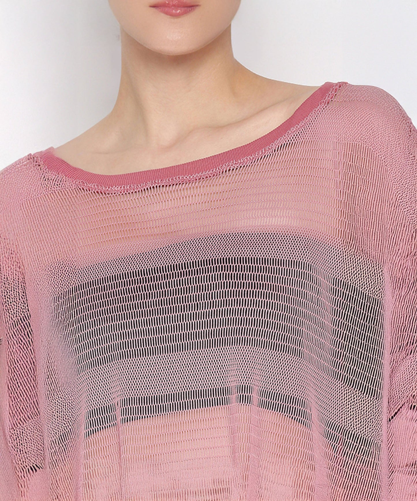 Stylish pink netted top for women with a loose fit and soft neckline for casual wear