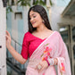 Elegant pink saree for women with floral prints and paired with a stylish blouse